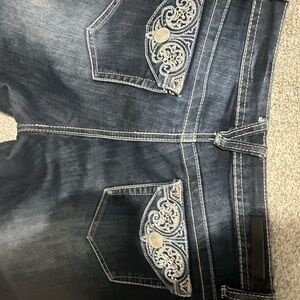 Embroidered denim capris